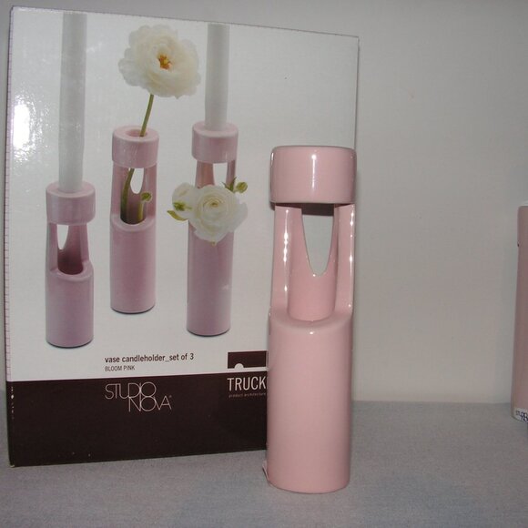Mikasa Truck Bloom Set of 3 Vases Pink Ceramic - Picture 10 of 13
